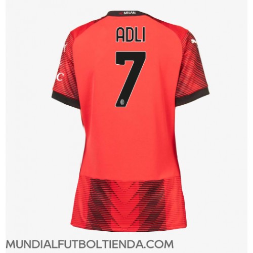 Camiseta AC Milan Yacine Adli #7 Primera Equipación Replica 2023-24 para mujer mangas cortas